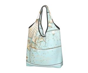 YOFIEN Beach Shell Sea Collection Vintage Foldable Tote Bag Reusable Large Capacity Shopping Bags