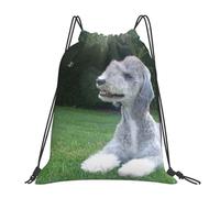 YOFIEN Bedlington Terrier Funny Dogs Furry Dogs Pets Water Drawstring Backpack Resistant String Bag for Women Men Sports Gym Sackpack