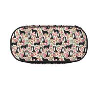 YOFIEN Bernese Mountain Dog Vintage Style Florals,Small Pencil Case Large Capacity Pencil Pouch Office Stationery Organizer