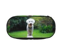 YOFIEN Bichon Frise Bokeh Pets Dogs Park White Dogs,Small Pencil Case Large Capacity Pencil Pouch Office Stationery Organizer