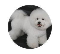 YOFIEN Bichon Frise White Dogs Pets Dogs Bichon Frise 8&8in Round Mouse Pad Sewn Edge Design