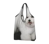 YOFIEN Bichon Frise White Dogs Pets Dogs Bichon Frise Foldable Tote Bag Reusable Large Capacity Shopping Bags