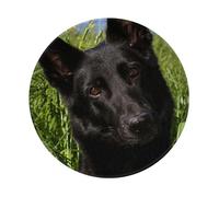 YOFIEN Black German Shepherd Dog 8&8in Round Mouse Pad Sewn Edge Design