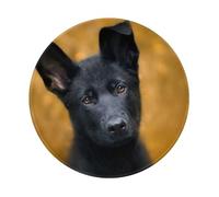 YOFIEN Black German Shepherd Dog Printed 8&8in Round Mouse Pad Sewn Edge Design