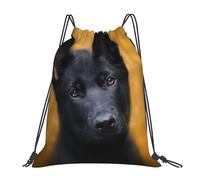 YOFIEN Black German Shepherd Dog Printed Water Drawstring Backpack Resistant String Bag for Women Men Sports Gym Sackpack