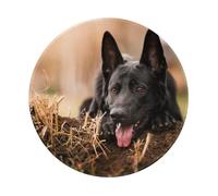 YOFIEN Black German Shepherd Lawn Bokeh German 8&8in Round Mouse Pad Sewn Edge Design