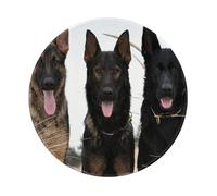 YOFIEN Black German Shepherd Puppies Printing 8&8in Round Mouse Pad Sewn Edge Design