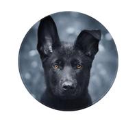 YOFIEN Black German Shepherd Puppy German Shepherd 8&8in Round Mouse Pad Sewn Edge Design