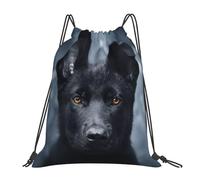 YOFIEN Black German Shepherd Puppy German Shepherd Water Drawstring Backpack Resistant String Bag for Women Men Sports Gym Sackpack