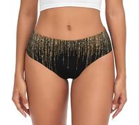YOFIEN Black Gold Sparkly GlitterWomen's Briefs Underwear Support Pouch Comfort Soft Briefs for Women