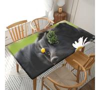 YOFIEN Black Labrador Chamomile Black Retriever Dogs 5FT Rectangle Fitted Waterproof Table Cover,Spillproof Protector Elastic Edge