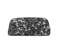 YOFIEN Black Silver Sequins Sparkling Elegant Pattern Pencil Case for Girls, Pen Pouch Organizer Pencil Bag with Zipper