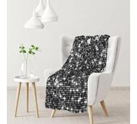 YOFIEN Black Silver Sequins Sparkling Elegant PatternFlannel Throw Fluffy Blanket for Couch, Soft Cozy Blankets