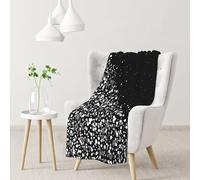 YOFIEN Black White Glitter PrintedFlannel Throw Fluffy Blanket for Couch, Soft Cozy Blankets