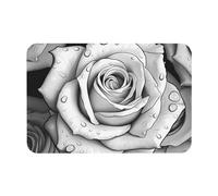 YOFIEN Black White Rose,Diatomaceous Earth Bath Mat Non-Slip Super Absorbent Bathroom Rugs Floor Mat 15.7" x 23.6"