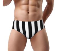 YOFIEN Black White Striped,Men's Triangle Soft Briefs,Support Pouch Comfort No Fly Underwear