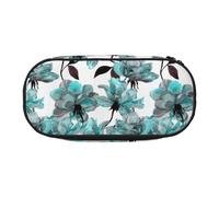 YOFIEN Blue Flower Floral Teal Roses Watercolor,Small Pencil Case Large Capacity Pencil Pouch Office Stationery Organizer