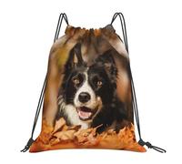 YOFIEN Border Collie Bokeh Autumn Black Border Collie Water Drawstring Backpack Resistant String Bag for Women Men Sports Gym Sackpack