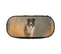 YOFIEN Border Collie Lawn Pets Black White Border,Small Pencil Case Large Capacity Pencil Pouch Office Stationery Organizer