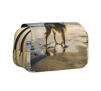 YOFIEN Border Collie Sea Sky Dog Pencil Pouch Portable Double Layer Stationery Organizer