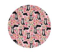 YOFIEN Border Collie Vintage Florals Pink 8&8in Round Mouse Pad Sewn Edge Design