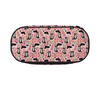 YOFIEN Border Collie Vintage Florals Pink,Small Pencil Case Large Capacity Pencil Pouch Office Stationery Organizer