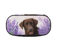 YOFIEN Brown Labrador Lavender Dogs Retriever,Small Pencil Case Large Capacity Pencil Pouch Office Stationery Organizer