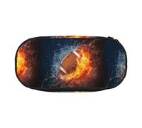 YOFIEN Burning American Football in Fire,Small Pencil Case Large Capacity Pencil Pouch Office Stationery Organizer