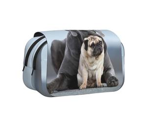 YOFIEN Cane Corso Dogs Pug Friendship Concepts Pencil Pouch Portable Double Layer Stationery Organizer
