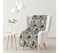 YOFIEN Cavalier King Charles Spaniel FloralFlannel Throw Fluffy Blanket for Couch, Soft Cozy Blankets