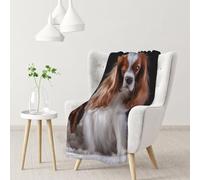 YOFIEN Cavalier King Charles Spaniel Mother With CubsFlannel Throw Fluffy Blanket for Couch, Soft Cozy Blankets