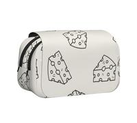 YOFIEN Cheese Doodle Pattern Pencil Pouch Portable Double Layer Stationery Organizer