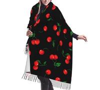 YOFIEN Cherry Fruit Pattern,Cashmere Feel Shawls Wraps Women Winter Fringed Scarf Light Stole
