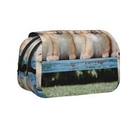 YOFIEN Chow-Chow Cute Dogs Five Puppies Pencil Pouch Portable Double Layer Stationery Organizer