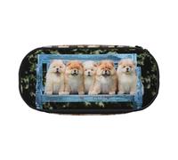 YOFIEN Chow-Chow Cute Dogs Five Puppies,Small Pencil Case Large Capacity Pencil Pouch Office Stationery Organizer