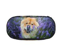YOFIEN Chow-Chow Sweet Fluffy Brown Dogs Purple Wild,Small Pencil Case Large Capacity Pencil Pouch Office Stationery Organizer