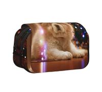 YOFIEN Chow Chow White Fluffy Dogs Pets Dogs Christmas Pencil Pouch Portable Double Layer Stationery Organizer