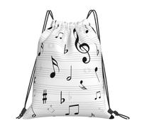 YOFIEN Clef Music Notes Sheet Symbol Treble Abstract Water Drawstring Backpack Resistant String Bag for Women Men Sports Gym Sackpack