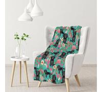 YOFIEN Cockapoo Floral Black Cockapoo Dogs And Florals DogFlannel Throw Fluffy Blanket for Couch, Soft Cozy Blankets