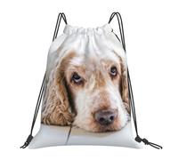 YOFIEN Cocker Spaniel Brown Spaniel Sad Dogs Dogs Pets Water Drawstring Backpack Resistant String Bag for Women Men Sports Gym Sackpack