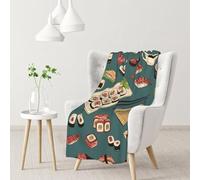 YOFIEN Colored Sushi And RollsFlannel Throw Fluffy Blanket for Couch, Soft Cozy Blankets