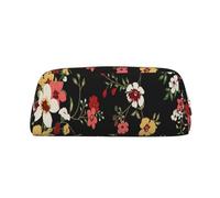 YOFIEN Colorful Floral Pattern Black Pencil Case for Girls, Pen Pouch Organizer Pencil Bag with Zipper