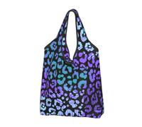 YOFIEN Colorful Leopard Exotic Animal Print Foldable Tote Bag Reusable Large Capacity Shopping Bags