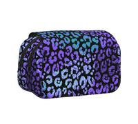 YOFIEN Colorful Leopard Exotic Animal Print Pencil Pouch Portable Double Layer Stationery Organizer