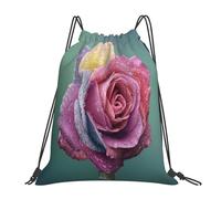 YOFIEN Colorful Rose Romance Petals Plant Water Drawstring Backpack Resistant String Bag for Women Men Sports Gym Sackpack