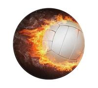 YOFIEN Cool Fire Flame Volleyball Ball 8&8in Round Mouse Pad Sewn Edge Design