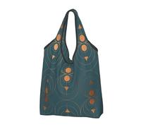 YOFIEN Copper Art Deco On Emerald Foldable Tote Bag Reusable Large Capacity Shopping Bags