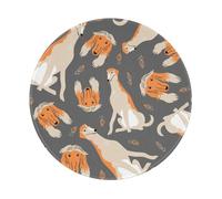 YOFIEN Cute Afghan Hound 8&8in Round Mouse Pad Sewn Edge Design