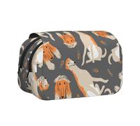 YOFIEN Cute Afghan Hound Pencil Pouch Portable Double Layer Stationery Organizer