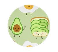 YOFIEN Cute Avocado And Toast And Fied Egg 8&8in Round Mouse Pad Sewn Edge Design